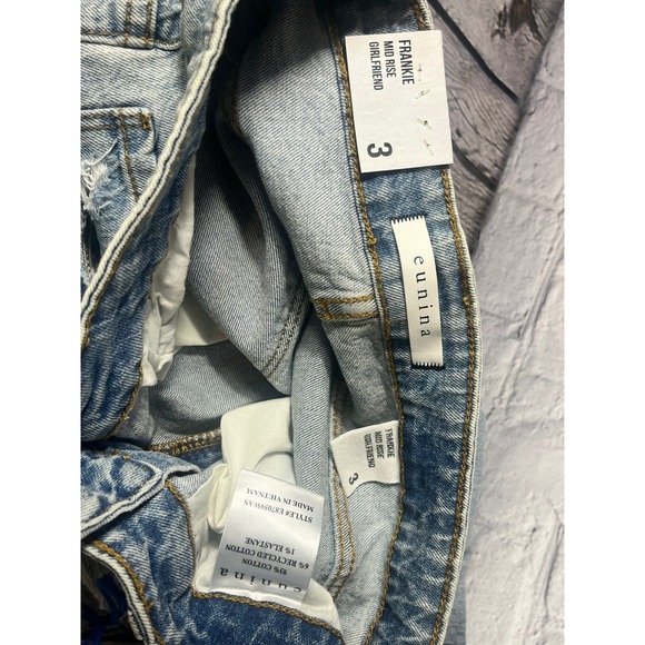 Eunina Frankie Mid Rise Girlfriend Jeans Size 3 Distressed Ripped Denim NWT - Picture 6 of 8